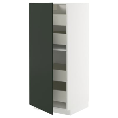 METOD / MAXIMERA Mobile alto con cassetti, bianco/Havstorp verde intenso, 60x60x140 cm