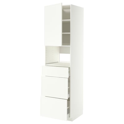 METOD / MAXIMERA Mobile alto elettrodomest incasso, bianco/Aspudden bianco opaco, 60x60x220 cm