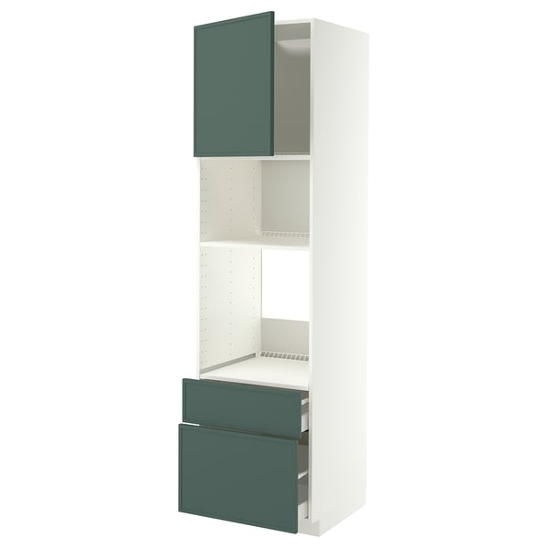 METOD / MAXIMERA Mobile alto elettrodomest incasso, bianco/Aspudden grigio scuro-verde, 60x60x220 cm