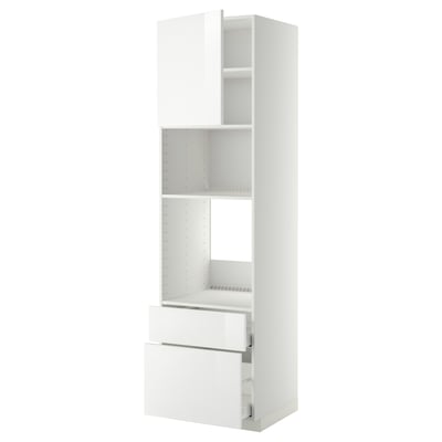 METOD / MAXIMERA Mobile alto elettrodomest incasso, bianco/Ringhult bianco, 60x60x220 cm