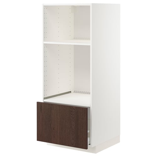 METOD / MAXIMERA Mobile alto elettrodomest incasso, bianco/Sinarp marrone, 60x60x140 cm