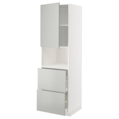 METOD / MAXIMERA Mobile alto micro/anta/2cassetti, bianco/Havstorp grigio chiaro, 60x60x200 cm
