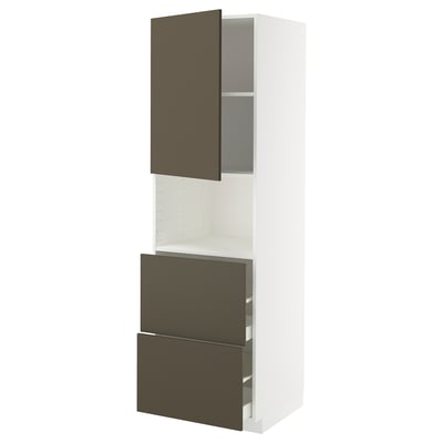 METOD / MAXIMERA Mobile alto micro/anta/2cassetti, bianco/Havstorp marrone-beige, 60x60x200 cm