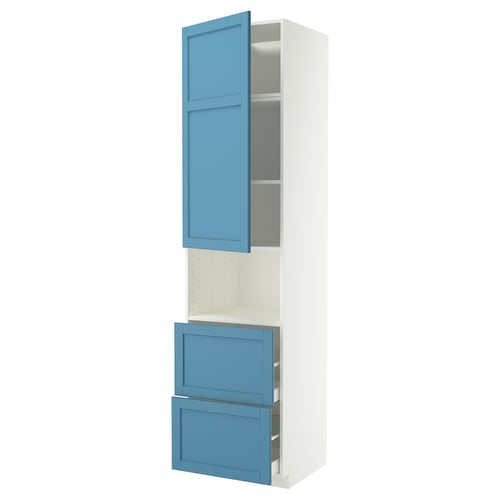 METOD / MAXIMERA Mobile alto micro/anta/2cassetti, bianco/Lerhyttan blu, 60x60x240 cm