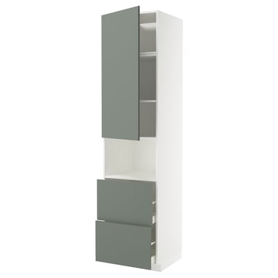 METOD / MAXIMERA Mobile alto micro/anta/2cassetti, bianco/Nickebo grigio-verde opaco, 60x60x240 cm