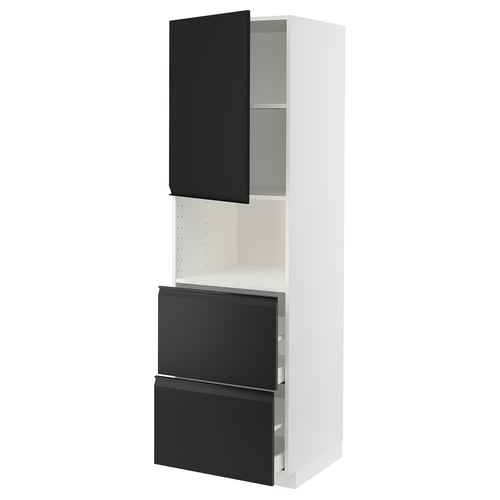 METOD / MAXIMERA Mobile alto micro/anta/2cassetti, bianco/Upplöv antracite opaco, 60x60x200 cm