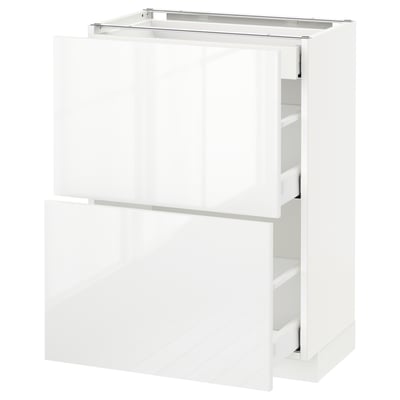 METOD / MAXIMERA Mobile base/2frontali/3cassetti, bianco/Ringhult bianco, 60x37 cm