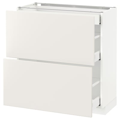 METOD / MAXIMERA Mobile base/2frontali/3cassetti, bianco/Veddinge bianco, 80x37 cm