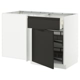 METOD / MAXIMERA Mobile base ang/cassetto/elem estr, bianco/Upplöv antracite opaco, 128x68 cm