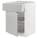 METOD / MAXIMERA Mobile base, cestello/cassetto/anta, bianco/Havstorp grigio chiaro, 60x60 cm