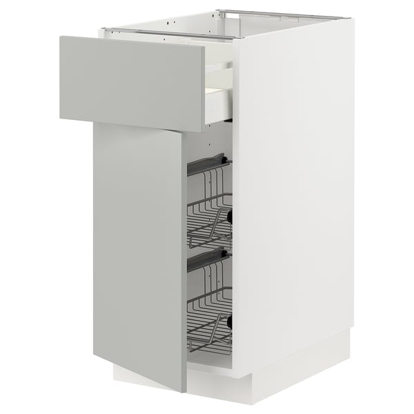 METOD / MAXIMERA Mobile base, cestello/cassetto/anta, bianco/Havstorp grigio chiaro, 40x60 cm