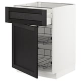 METOD / MAXIMERA Mobile base, cestello/cassetto/anta, bianco/Lerhyttan mordente nero, 60x60 cm