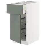METOD / MAXIMERA Mobile base, cestello/cassetto/anta, bianco/Nickebo grigio-verde opaco, 40x60 cm