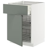 METOD / MAXIMERA Mobile base, cestello/cassetto/anta, bianco/Nickebo grigio-verde opaco, 60x60 cm