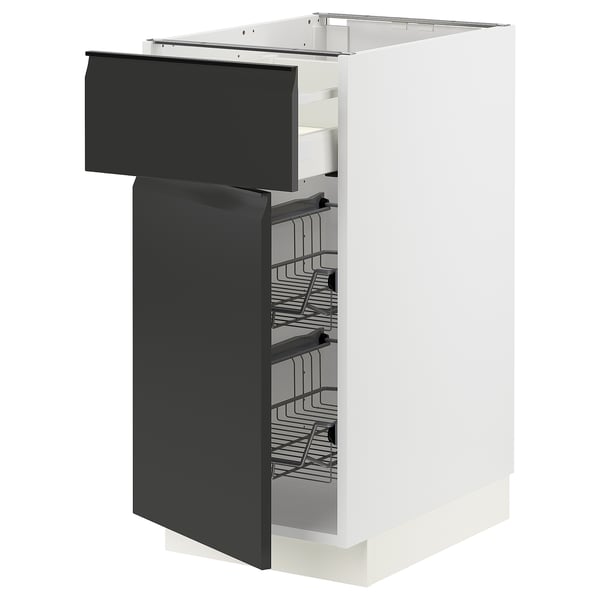 METOD / MAXIMERA Mobile base, cestello/cassetto/anta, bianco/Upplöv antracite opaco, 40x60 cm