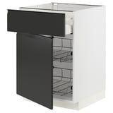 METOD / MAXIMERA Mobile base, cestello/cassetto/anta, bianco/Upplöv antracite opaco, 60x60 cm
