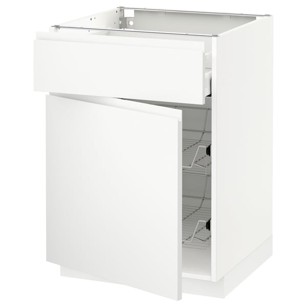 METOD / MAXIMERA Mobile base, cestello/cassetto/anta, bianco/Voxtorp bianco opaco, 60x60 cm