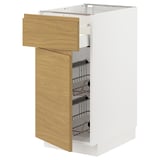 METOD / MAXIMERA Mobile base, cestello/cassetto/anta, bianco/Voxtorp effetto rovere, 40x60 cm