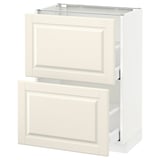 METOD / MAXIMERA Mobile base con 2 cassetti, bianco/Bodbyn bianco sporco, 60x37 cm