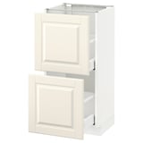 METOD / MAXIMERA Mobile base con 2 cassetti, bianco/Bodbyn bianco sporco, 40x37 cm
