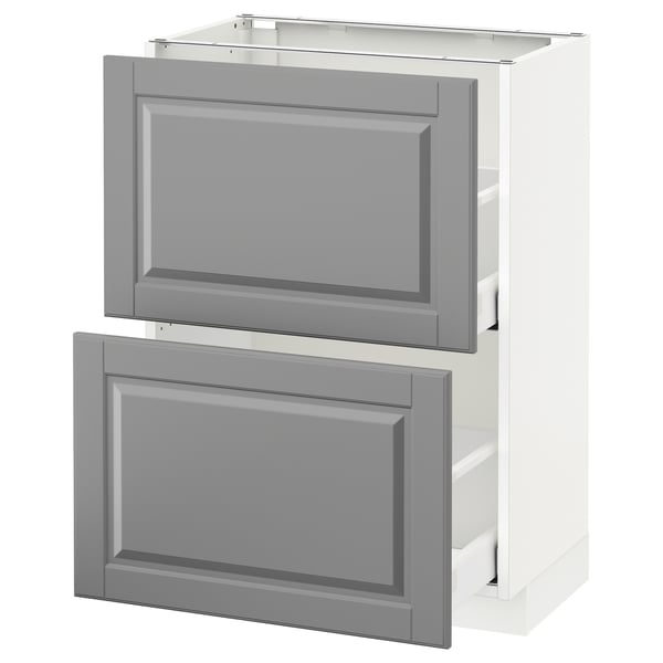 METOD / MAXIMERA Mobile base con 2 cassetti, bianco/Bodbyn grigio, 60x37 cm