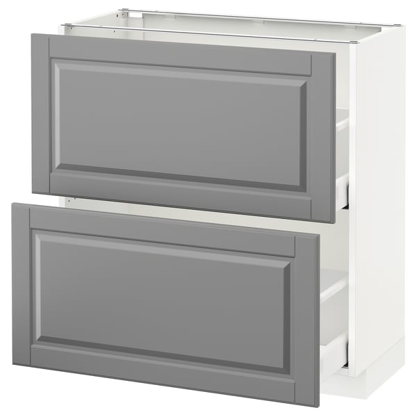 METOD / MAXIMERA Mobile base con 2 cassetti, bianco/Bodbyn grigio, 80x37 cm
