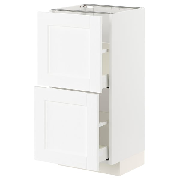 METOD / MAXIMERA Mobile base con 2 cassetti, bianco Enköping/bianco effetto legno, 40x37 cm