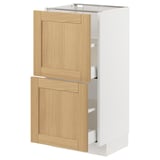 METOD / MAXIMERA Mobile base con 2 cassetti, bianco/Forsbacka rovere, 40x37 cm