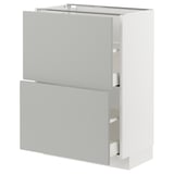 METOD / MAXIMERA Mobile base con 2 cassetti, bianco/Havstorp grigio chiaro, 60x37 cm