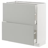 METOD / MAXIMERA Mobile base con 2 cassetti, bianco/Havstorp grigio chiaro, 80x37 cm