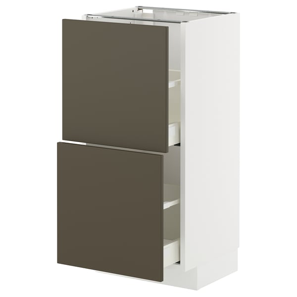 METOD / MAXIMERA Mobile base con 2 cassetti, bianco/Havstorp marrone-beige, 40x37 cm