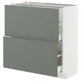 METOD / MAXIMERA Mobile base con 2 cassetti, bianco/Nickebo grigio-verde opaco, 80x37 cm