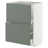 METOD / MAXIMERA Mobile base con 2 cassetti, bianco/Nickebo grigio-verde opaco, 60x37 cm