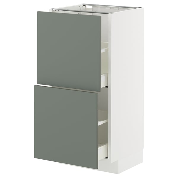 METOD / MAXIMERA Mobile base con 2 cassetti, bianco/Nickebo grigio-verde opaco, 40x37 cm