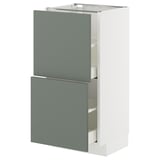 METOD / MAXIMERA Mobile base con 2 cassetti, bianco/Nickebo grigio-verde opaco, 40x37 cm