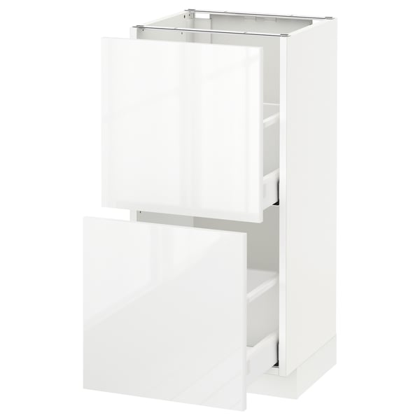 METOD / MAXIMERA Mobile base con 2 cassetti, bianco/Ringhult bianco, 40x37 cm