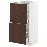 METOD / MAXIMERA Mobile base con 2 cassetti, bianco/Sinarp marrone, 40x37 cm