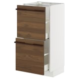 METOD / MAXIMERA Mobile base con 2 cassetti, bianco/Stensta impiallacc frassino marrone scuro, 40x37 cm