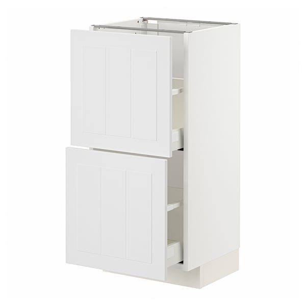 METOD / MAXIMERA Mobile base con 2 cassetti, bianco/Stensund bianco, 40x37 cm