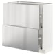 METOD / MAXIMERA Mobile base con 2 cassetti, bianco/Vårsta inox, 80x37 cm
