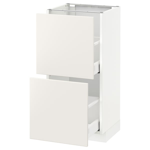METOD / MAXIMERA Mobile base con 2 cassetti, bianco/Veddinge bianco, 40x37 cm