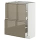METOD / MAXIMERA Mobile base con 2 cassetti, bianco/Voxtorp grigio-marrone scuro lucido, 60x37 cm