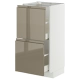 METOD / MAXIMERA Mobile base con 2 cassetti, bianco/Voxtorp grigio-marrone scuro lucido, 40x37 cm