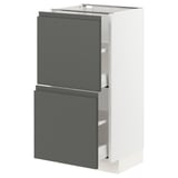 METOD / MAXIMERA Mobile base con 2 cassetti, bianco/Voxtorp grigio scuro, 40x37 cm