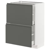 METOD / MAXIMERA Mobile base con 2 cassetti, bianco/Voxtorp grigio scuro, 60x37 cm