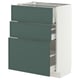 METOD / MAXIMERA Mobile base con 3 cassetti, bianco/Aspudden grigio scuro-verde, 60x37 cm