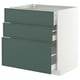 METOD / MAXIMERA Mobile base con 3 cassetti, bianco/Aspudden grigio scuro-verde, 80x60 cm
