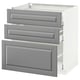 METOD / MAXIMERA Mobile base con 3 cassetti, bianco/Bodbyn grigio, 80x60 cm