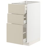 METOD / MAXIMERA Mobile base con 3 cassetti, bianco/Havstorp beige, 40x60 cm