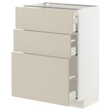 METOD / MAXIMERA Mobile base con 3 cassetti, bianco/Havstorp beige, 60x37 cm